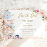 Reserve A Data Elegante Blush Floral High Tea Party Chá de fralda<br><div class="desc">Personalize este chá de fraldas chic tea party para salvar a data com seu próprio texto de forma fácil e rápida, basta pressionar o botão personalizar para reorganizar e formatar o estilo e a colocação do texto. Esta carta elegante apresenta um bule de chá bonito, xícaras de chá, sobremesas escorregadias,...</div>