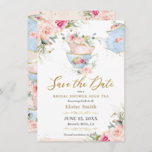 Reserve A Data Elegante Blush Floral High Tea Party Chá de panela