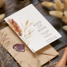 Elegante Boho Aquarela Pampas Casamento de Outono