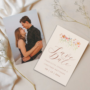 Reserve A Data Elegante Boho Bege Foto Casamento de Flores Silves