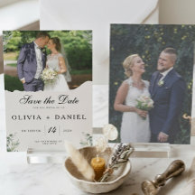 Elegante Boho Folhas de Eucalipto Foto Casamento