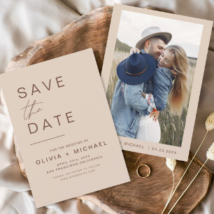 Reserve A Data Elegante Boho Salve a Data Foto Minimalista