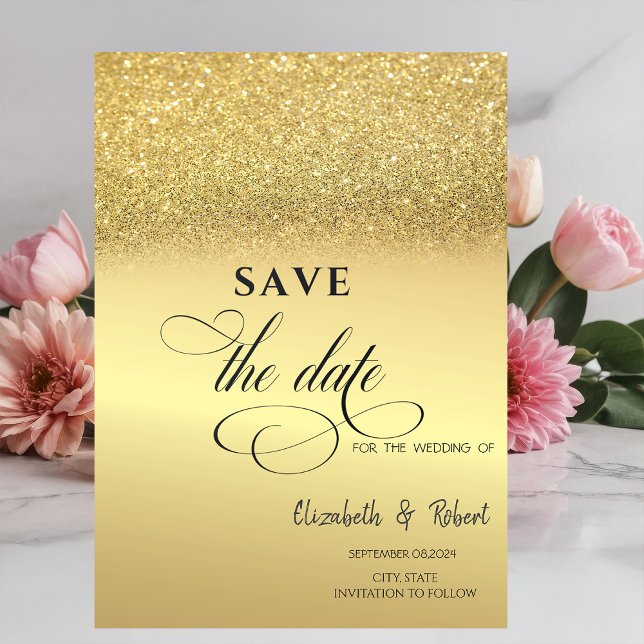 Reserve A Data Elegante Bokeh de Noivado com Brilho Dourado Save  (Criador carregado)