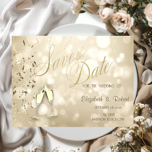 Reserve A Data Elegante Bokeh, Taças de Vinho Confete Casamento