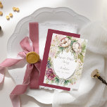 Reserve A Data Elegante Borgonha Rosa Romântica<br><div class="desc">Burgundy elegante e romântica com sotaques cor-de-rosa em uma coroa floral Guarde o Cartão de Data. Esta é uma carta tão bonita para qualquer casamento da temporada. Apenas respiração. 100% de satisfação do cliente no "Zazzle" todos os dias.</div>