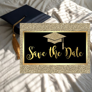 Reserve A Data Elegante Brilho Dourado Falso Graduação Salve A Da