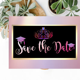 Reserve A Data Elegante Brilho, Tiara de Formatura Save The Date