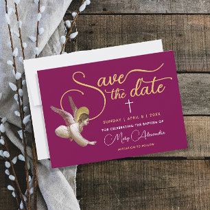 Reserve A Data Elegante Burgundy Dourado Deus Abençoe Rótulo Reli