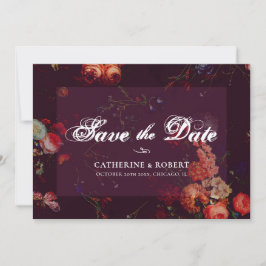Reserve A Data Elegante Burgundy Escuro Floral Mal-humorado 