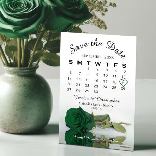 Reserve A Data Elegante Calendário de Casamento Rosa Chic Emerald