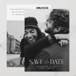 Reserve A Data Elegante Caligrafia Minimalista Moderna Foto QR