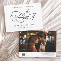 Elegante Carta de Encanto Casamento Preto & Branco