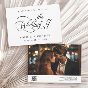 Reserve A Data Elegante Carta de Encanto Casamento Preto & Branco