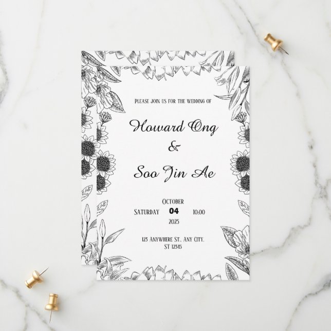 Reserve A Data Elegante casamento aviso com antecedência (Frente/Verso In Situ)