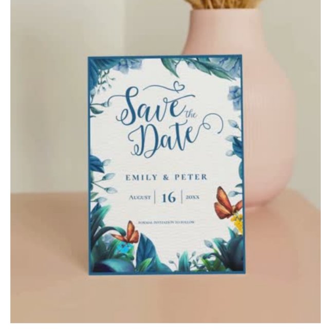 Reserve A Data Elegante Casamento de Borboleta Botânica Azul Verd (Elegant Blue Green Botanical Butterfly Wedding Save The Date)