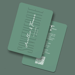 Reserve A Data Elegante Casamento Dusty Teal Blue QR Modern