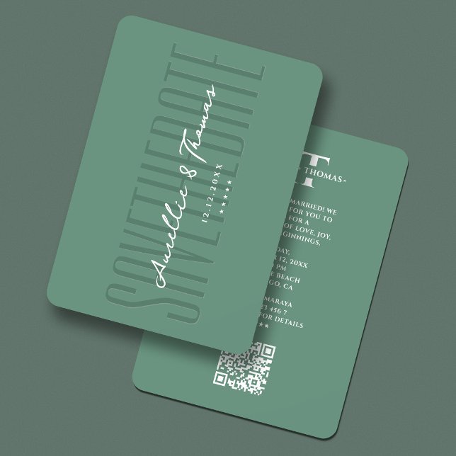 Reserve A Data Elegante Casamento Dusty Teal Blue QR Modern (Elegant Wedding Dusty Teal Blue QR Modern Save The Date
)