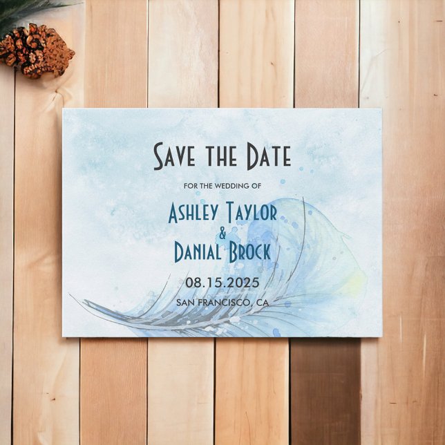 Reserve A Data Elegante Casamento em Aquarela Azul Marinho Rústic (Criador carregado)