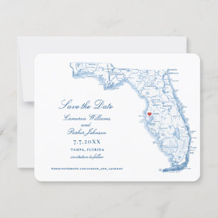 Reserve A Data Elegante Casamento em Tampa Flórida Mapa Azul Mari
