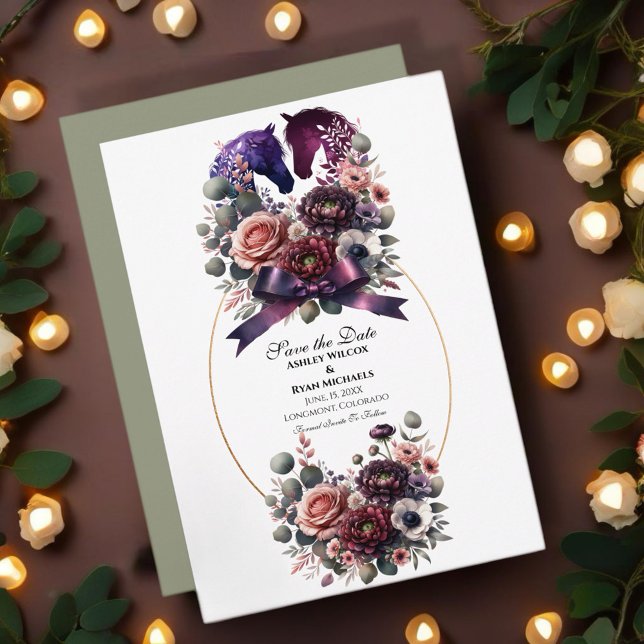 Reserve A Data Elegante Casamento Equestre com Aquarela (Personalize this beautiful design to make your celebration special!)