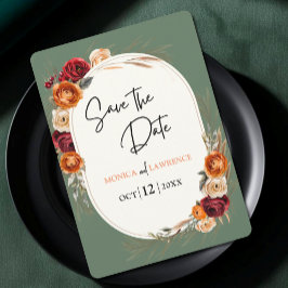 Reserve A Data Elegante casamento floral de outono laranja e salv