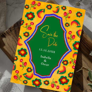 Reserve A Data Elegante casamento mexicano vibrante amarelo azul