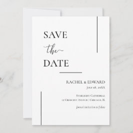 Reserve A Data Elegante Casamento Preto e Branco Salvar a Data