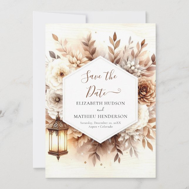 Reserve A Data Elegante Casamento Rústico Imprimível (Frente)