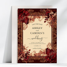 Elegante Casamento Vermelho Dourado Vitoriano