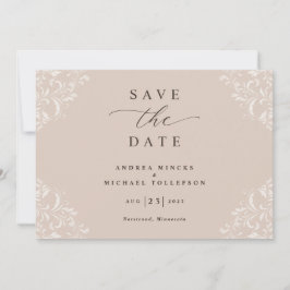 Reserve A Data Elegante Champagne Tan Wedding Vintage
