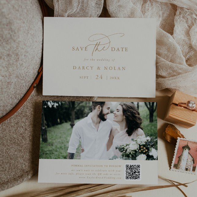 Reserve A Data Elegante Charm Ivory e Dourado Casamento Salvem a  (Criador carregado)