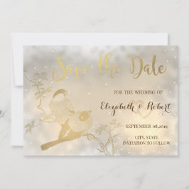Reserve A Data Elegante Chic Corações de Ouro, Pássaros Save The