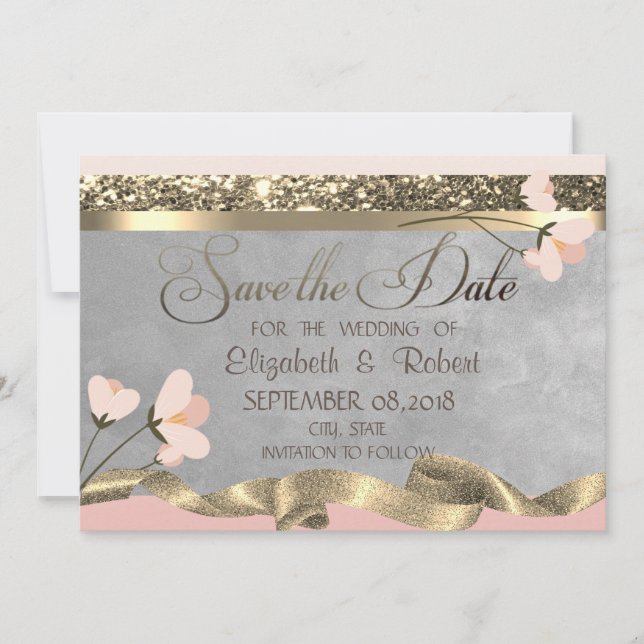 Reserve A Data Elegante Chic Floral Salve a Data (Frente)