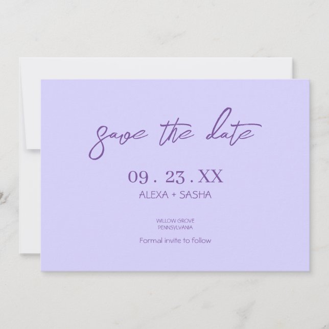 Reserve A Data Elegante Chic Lilás Roxo (Frente)