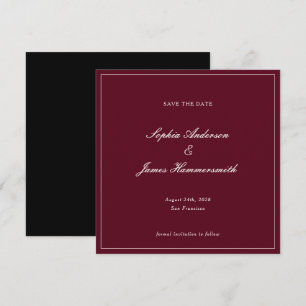 Reserve A Data Elegante Classe Formal Vermelho Borgonha Script Ca