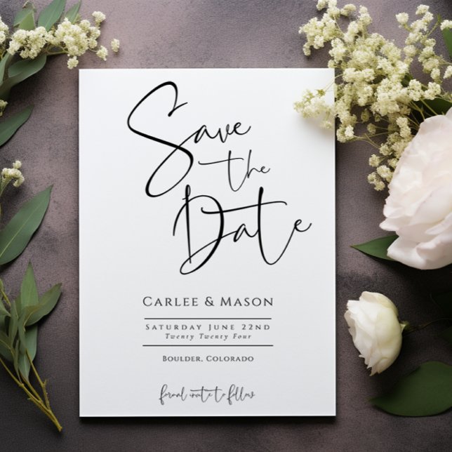 Reserve A Data Elegante Clássico Preto e Branco Salve o Dia (Criador carregado)