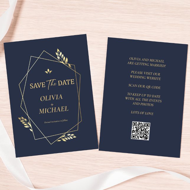Reserve A Data Elegante Código QR Moderno Dourado para Casamento  (Criador carregado)