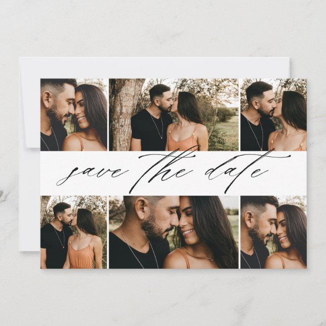 Reserve A Data Elegante Colagem de Fotos de Casamento com Letra d (Frente)