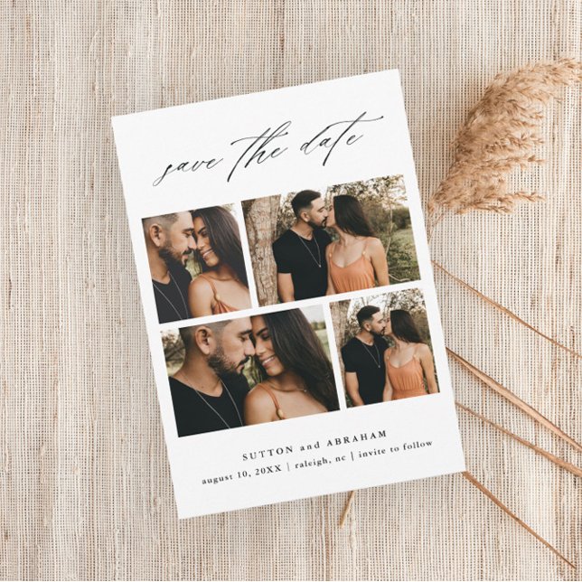 Reserve A Data Elegante Colagem de Fotos de Casamento com Letra d (Criador carregado)