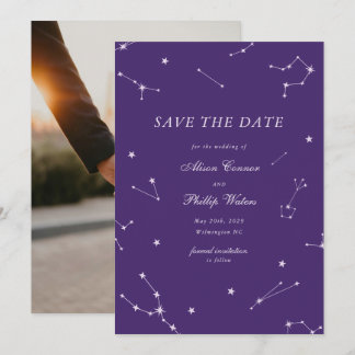 Reserve A Data Elegante Constelação Roxo Casamento Celestial
