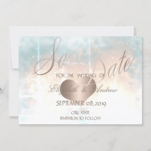 Reserve A Data Elegante Coração de Ouro Rosa Casamento Salve a da