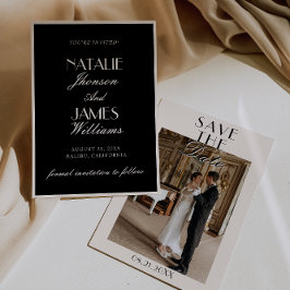 Reserve A Data Elegante Creme Preto Old Money Foto Casamento