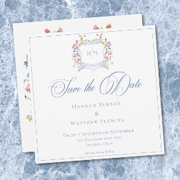 Reserve A Data Elegante Crista de Flor Silvestre Pastel Azul Poei