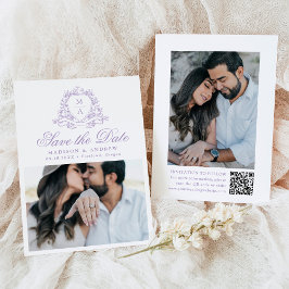 Reserve A Data Elegante Crista Floral Lavanda Foto Casamento