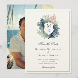 Reserve A Data Elegante Crista Náutica Clássica Casamento Marítim
