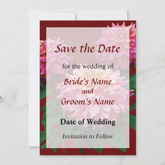 Reserve A Data Elegante Dahlia Kidds Climax Save the Date (Frente)
