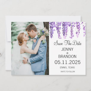 Reserve A Data Elegante de Foto Floral Purple Lavanda Wisteria