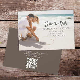 Reserve A Data Elegante de Foto Moderno Salve o Código QR do Scri