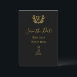 Reserve A Data Elegante Dourado do Monograma Preto<br><div class="desc">Belo preto com sotaque dourado sotaque monograma minimalista e simples casamento "salve a data" chic e elegante. Ouro falso. Simples elegância no seu melhor.</div>
