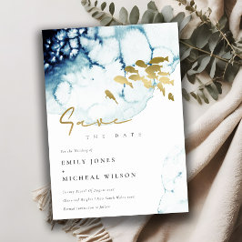 Reserve A Data Elegante Dourado Peixe Naval Subaquático Aquarela